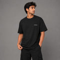 Drip Karma-Signature Pocket Logo Oversized T-Shirt | 240 GSM | 100% Cotton | Black | Red