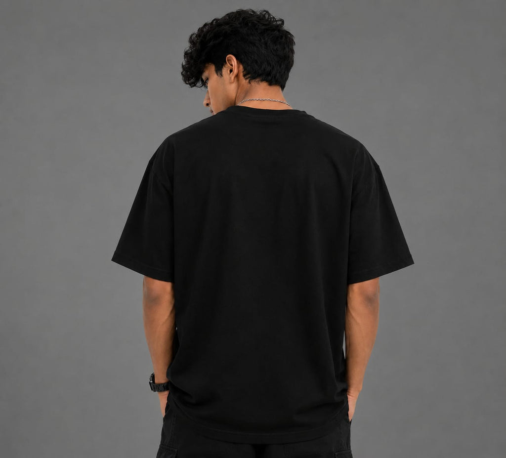 Dripkarma Shadow Samurai Oversized Black T-Shirt | 240 GSM Premium Tee | 100% Cotton Anime Streetwear