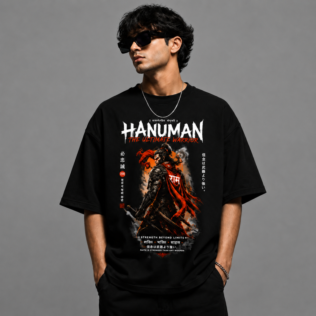 The Divine Strength Oversized Tee – Hanuman Edition
