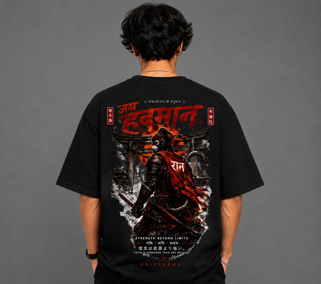 Dripkarma-Hanuman Legacy Oversized T-Shirt | 240 GSM | Signature Back Print