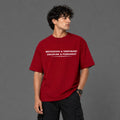 DRIPKARMA 240 GSM Premium Oversized T-Shirt for Men | Motivation Graphic Tee | RED and BLACK