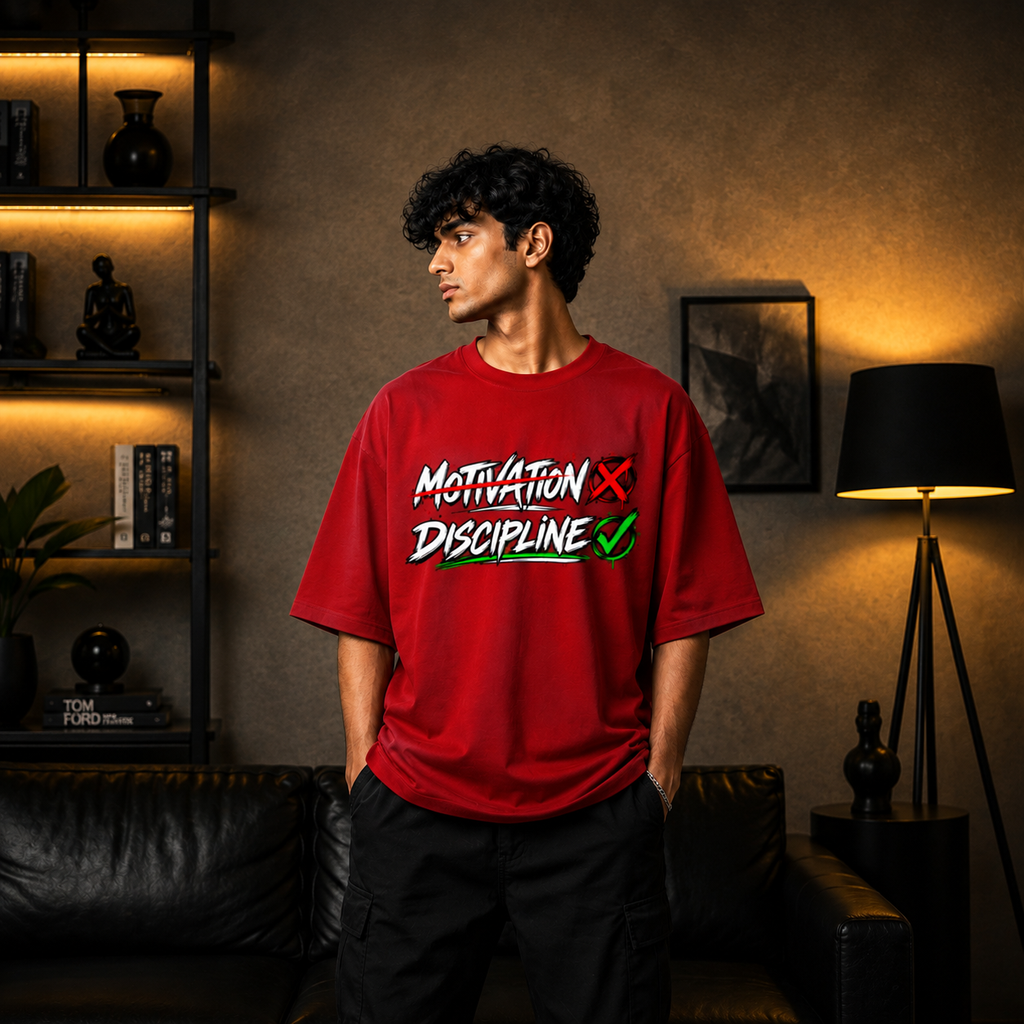 Motivation vs Discipline Oversized T-Shirt | Dripkarma